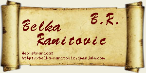 Belka Ranitović vizit kartica